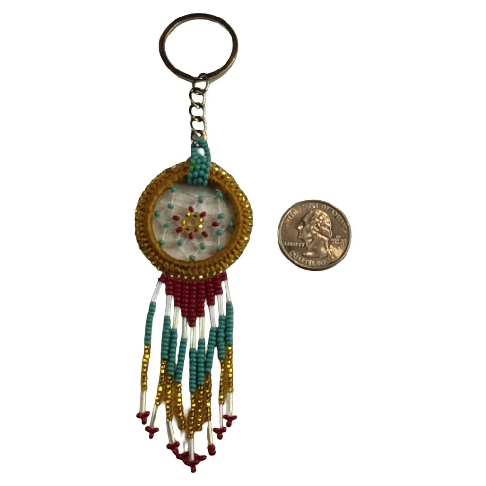 Beaded Dream Catcher Keychain (Yellow, Red, White, Turquoise)